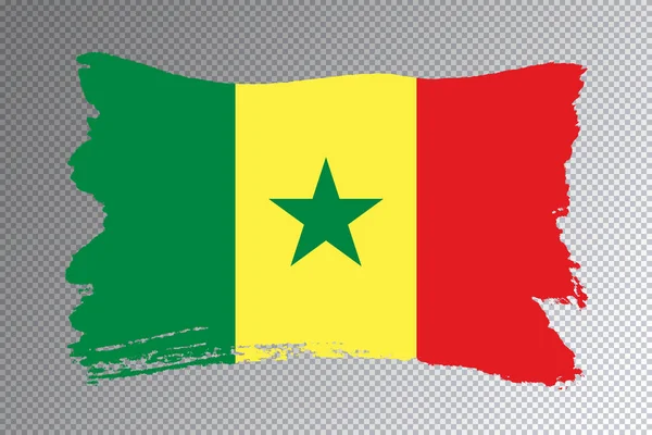 Szenegál Zászló Ecset Stroke Nemzeti Zászló Átlátszó Háttér — Stock Fotó