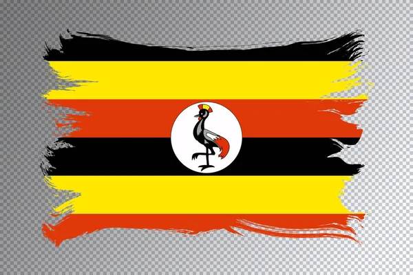 Ugandská Vlajka Tahu Štětcem Národní Vlajka Průhledném Pozadí — Stock fotografie