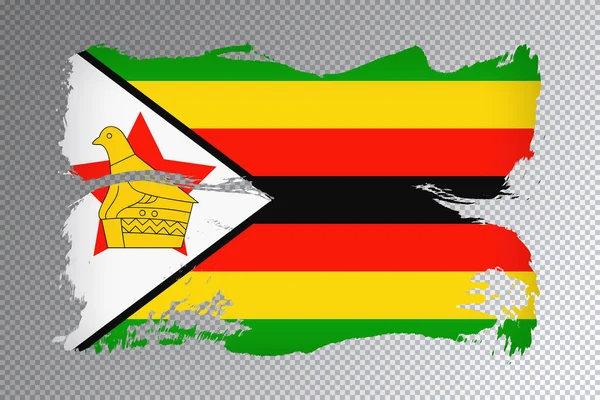 Zimbabué Pincel Bandeira Acidente Vascular Cerebral Bandeira Nacional Fundo Transparente — Fotografia de Stock