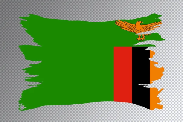 Golpe Pincel Bandera Zambia Bandera Nacional Sobre Fondo Transparente — Foto de Stock
