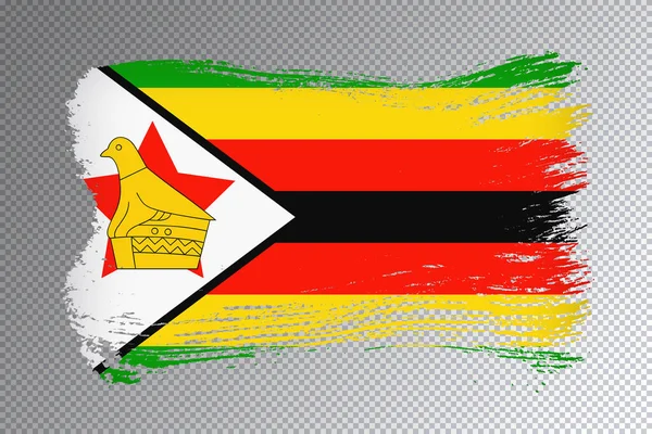 Zimbabué Pincel Bandeira Acidente Vascular Cerebral Bandeira Nacional Fundo Transparente — Fotografia de Stock