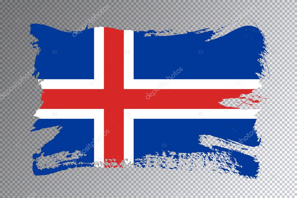 Iceland flag brush stroke, national flag on transparent background