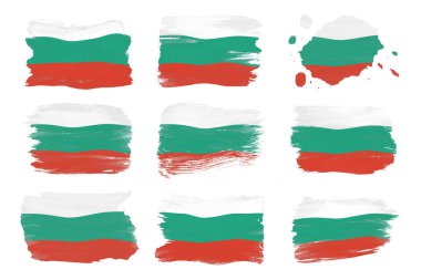 Bulgaristan bayrak fırça darbesi ve beyaz arka planda ulusal bayrak
