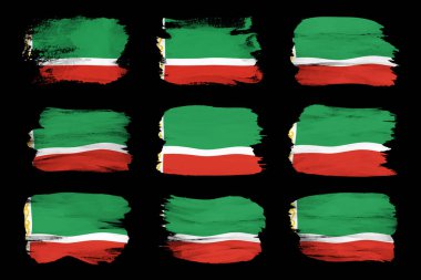 Çeçenistan bayrak fırça darbesi, siyah arka planda ulusal bayrak