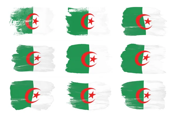Pincel Bandera Argelia Bandera Nacional Sobre Fondo Blanco — Foto de Stock