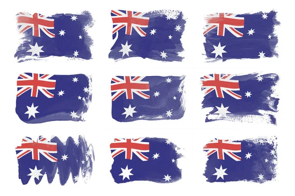 Tah Štětce Vlajky Austrálie Národní Vlajka Bílém Pozadí — Stock fotografie