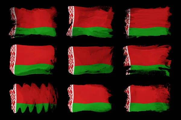 Fehéroroszország Zászló Ecset Stroke Nemzeti Zászló Fekete Háttér — Stock Fotó