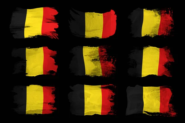 Bélgica Pincel Bandeira Bandeira Nacional Sobre Fundo Preto — Fotografia de Stock