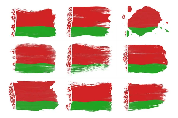 Fehéroroszország Zászló Ecset Stroke Nemzeti Zászló Fehér Háttér — Stock Fotó