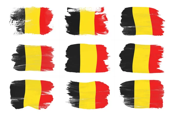 Флаг Бельгии Мазок Кистью Национальный Флаг Белом Фоне — стоковое фото
