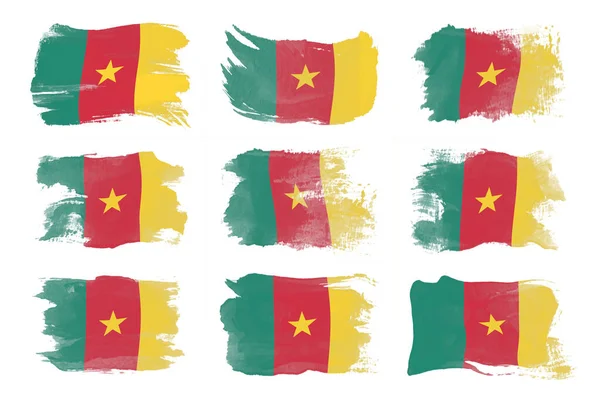 Камерунський Прапор Мазка Національний Прапор Білому Тлі — стокове фото