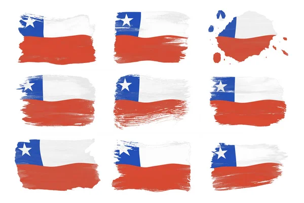 Pinselstrich Der Chilenischen Flagge Nationalflagge Auf Weißem Hintergrund — Stockfoto