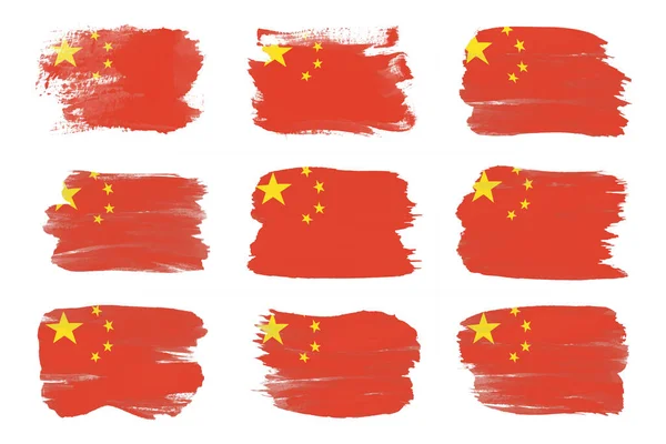 中国国旗ブラシストローク 白地の国旗 — ストック写真
