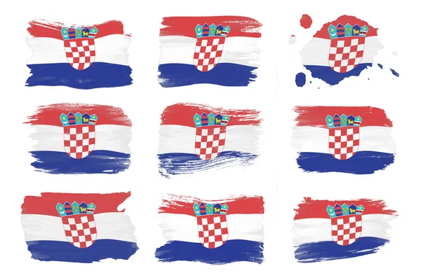 Croatia Flag Brush Stroke National Flag White Background — Stockfoto