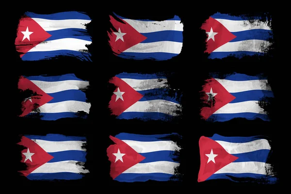 Cuba Pennellata Bandiera Bandiera Nazionale Sfondo Nero — Foto Stock