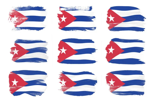 Kuba Tanda Sapuan Kuas Bendera Nasional Pada Latar Belakang Putih — Stok Foto