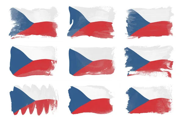 Tsjechische Republiek Vlaggenborstel Slag Nationale Vlag Witte Achtergrond — Stockfoto