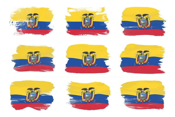 Ekvádorská Vlajka Tahu Štětcem Národní Vlajka Bílém Pozadí — Stock fotografie
