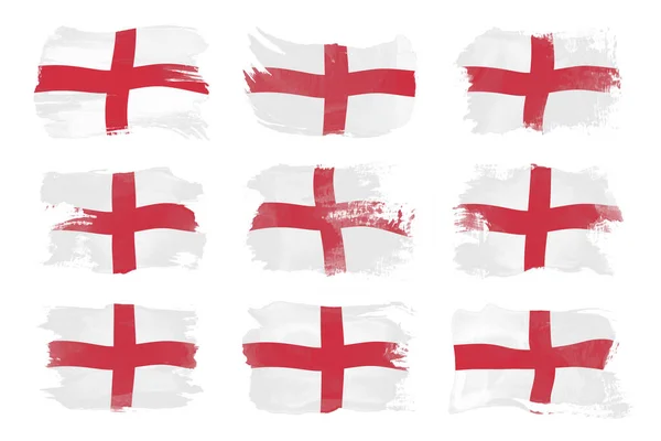 Мазок Кистью Флага Англии Национальный Флаг Белом Фоне — стоковое фото