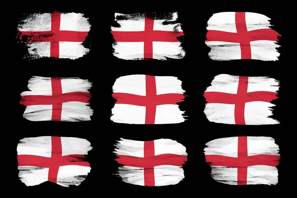 Pincelada Bandera Inglaterra Bandera Nacional Sobre Fondo Negro — Foto de Stock