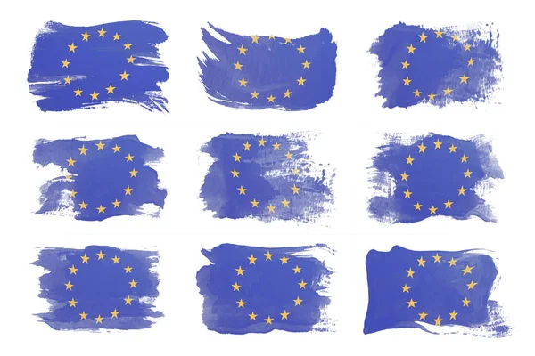 Pincel Bandeira União Europeia Bandeira Nacional Sobre Fundo Branco — Fotografia de Stock