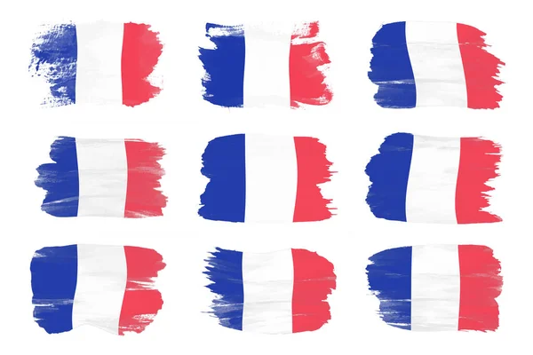 France Flag Brush Stroke National Flag White Background — 图库照片