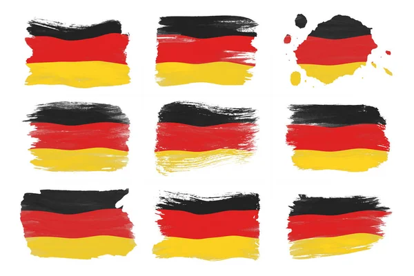 Németország Zászló Ecset Stroke Nemzeti Zászló Fehér Háttér — Stock Fotó