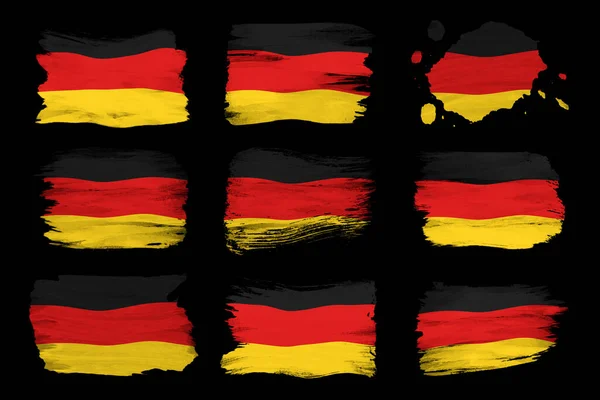 Germany Flag Brush Stroke National Flag Black Background — Stock Photo, Image