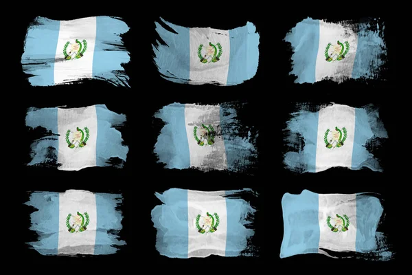 Мазок Флага Гватемалы Национальный Флаг Черном Фоне — стоковое фото