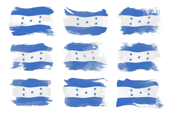 Мазок Кисти Флага Гондураса Национальный Флаг Белом Фоне — стоковое фото