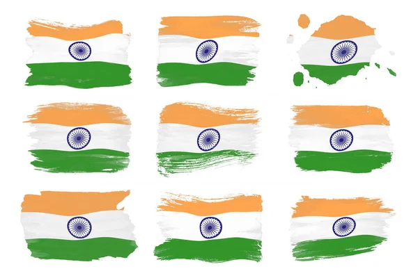India Vlag Borstel Slag Nationale Vlag Witte Achtergrond — Stockfoto