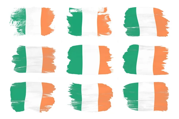 Írország Zászló Ecset Stroke Nemzeti Zászló Fehér Háttér — Stock Fotó