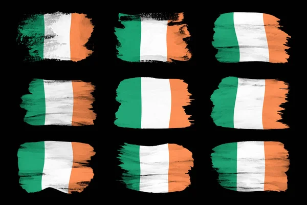 Ірландський Прапор Національний Прапор Чорному Тлі — стокове фото