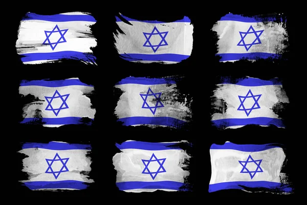 Israel Bandeira Pincel Acidente Vascular Cerebral Bandeira Nacional Fundo Preto — Fotografia de Stock