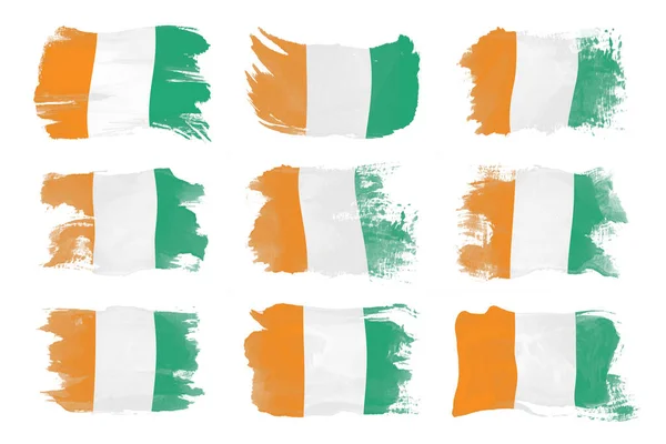 Мазок Флага Кот Ивуара Национальный Флаг Белом Фоне — стоковое фото