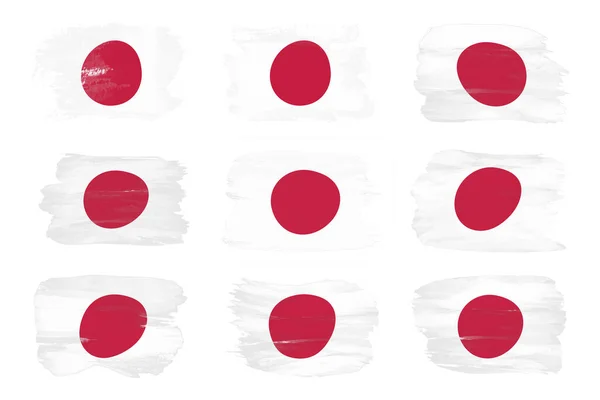 Giappone Pennellata Bandiera Bandiera Nazionale Sfondo Bianco — Foto Stock