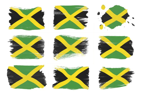 Jamaica Vlag Penseel Slag Nationale Vlag Witte Achtergrond — Stockfoto