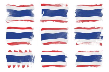 Tayland bayrağı fırça darbesi, beyaz arka planda ulusal bayrak