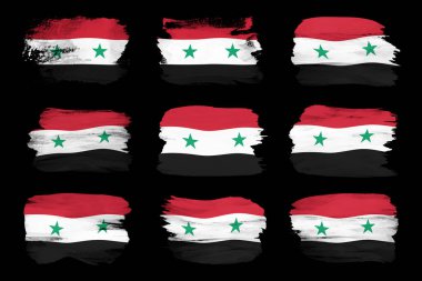 Suriye bayrağı fırça darbesi, siyah arkaplanda ulusal bayrak