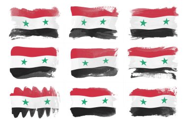 Suriye bayrağı fırça darbesi, beyaz arka planda ulusal bayrak