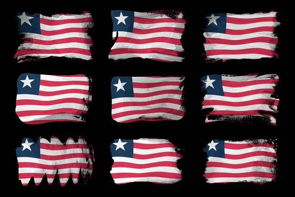 Liberia Flagga Pensel Stroke Nationell Flagga Svart Bakgrund — Stockfoto