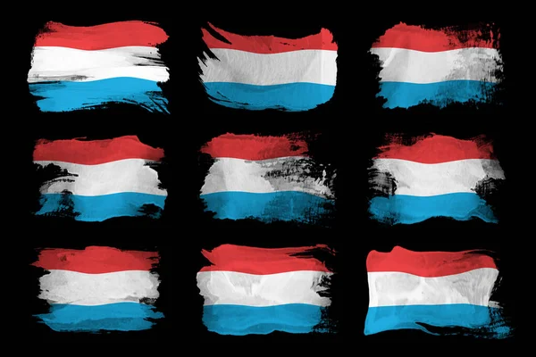Pincel Bandeira Luxemburguesa Bandeira Nacional Sobre Fundo Preto — Fotografia de Stock