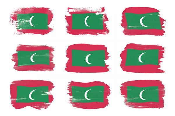 Malediven Flagge Pinselstrich Nationalflagge Auf Weißem Hintergrund — Stockfoto