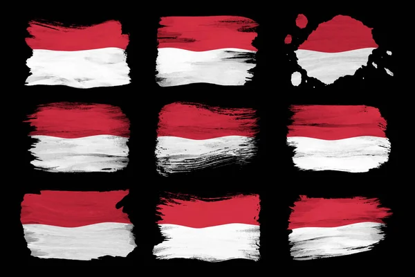 Μονακό Πινέλο Σημαία Εγκεφαλικό Επεισόδιο Εθνική Σημαία Μαύρο Φόντο — Φωτογραφία Αρχείου