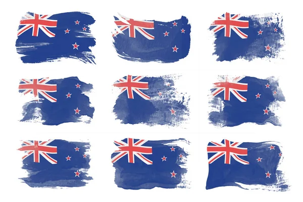 Pincelada Bandera Nueva Zelanda Bandera Nacional Sobre Fondo Blanco —  Fotos de Stock