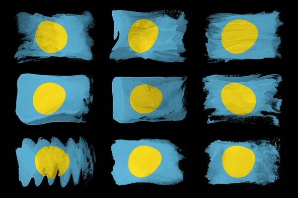 Παλάου Πινέλο Σημαία Εγκεφαλικό Επεισόδιο Εθνική Σημαία Μαύρο Φόντο — Φωτογραφία Αρχείου