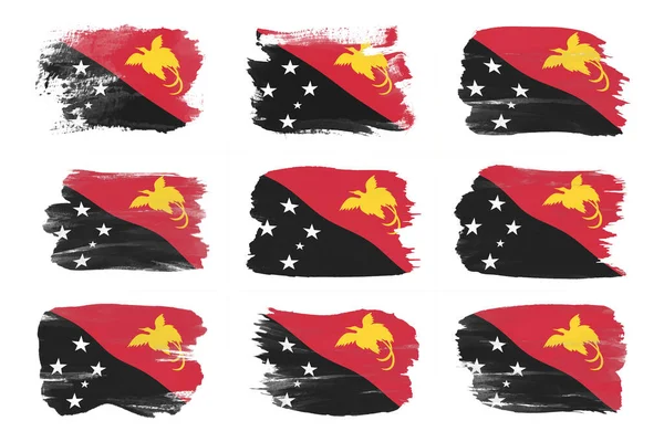Papoea Nieuw Guinea Vlag Borstel Slag Nationale Vlag Witte Achtergrond — Stockfoto