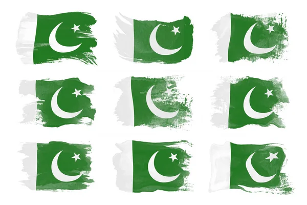 Pákistánská Vlajka Tahu Štětcem Národní Vlajka Bílém Pozadí — Stock fotografie