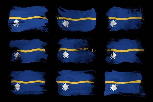 Nauru Pincel Bandeira Acidente Vascular Cerebral Bandeira Nacional Fundo Preto — Fotografia de Stock