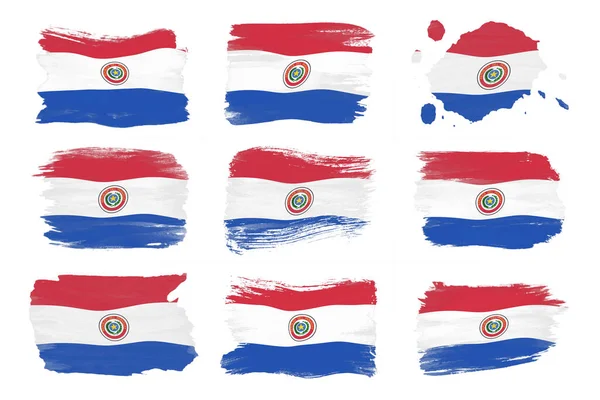 Мазок Кистью Флага Парагвая Национальный Флаг Белом Фоне — стоковое фото